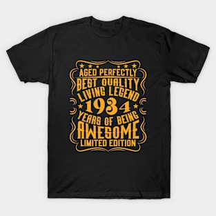 Retro Vintage 1934 Birthday Anniversary Gift Living Legend T-Shirt